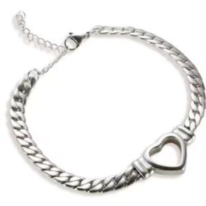 💙 Stainless Steel Hollow Heart Cable Chain Bracelet